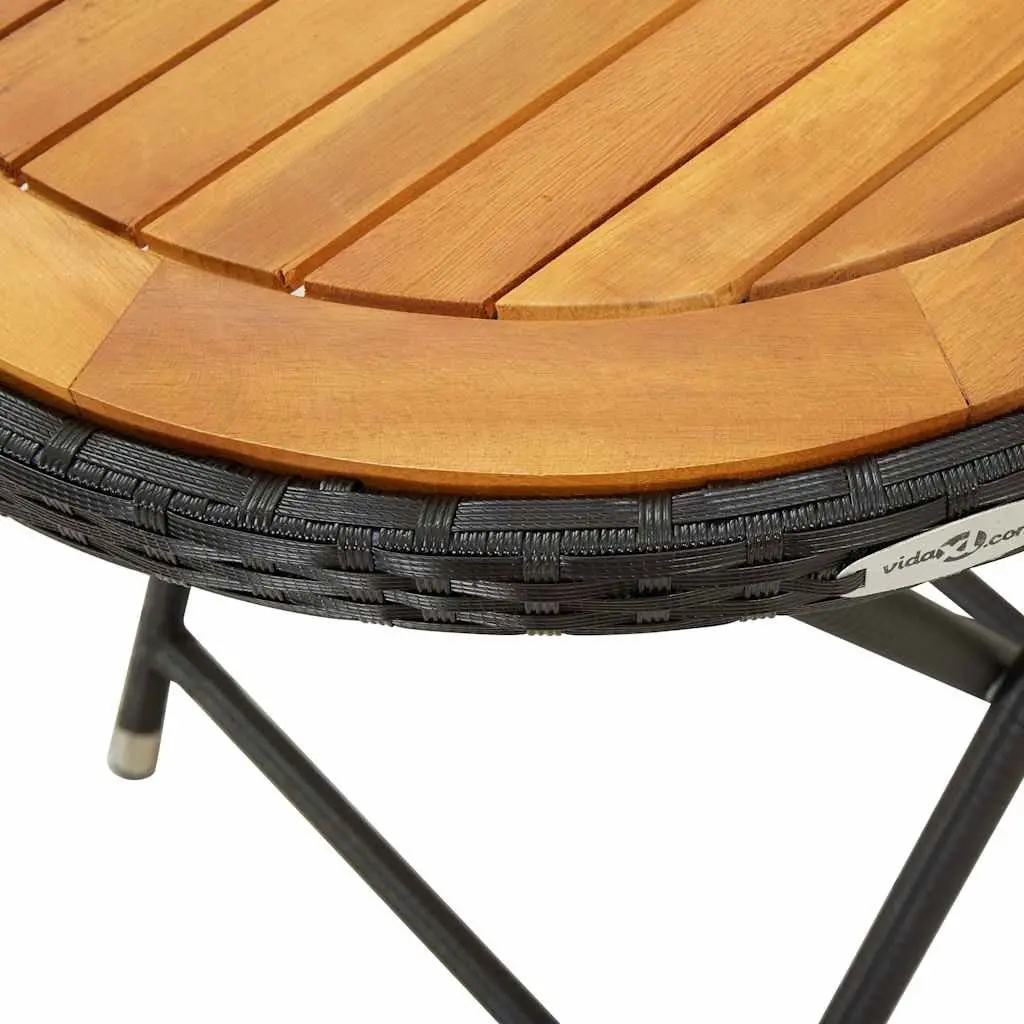 3 Piece Garden Bistro Set Outdoor Patio Furniture Rattan Chairs Table Black