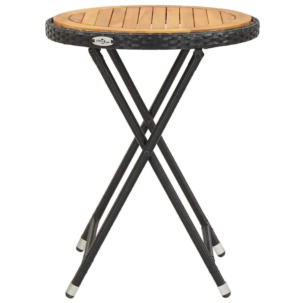3 Piece Garden Bistro Set Outdoor Patio Furniture Rattan Chairs Table Black