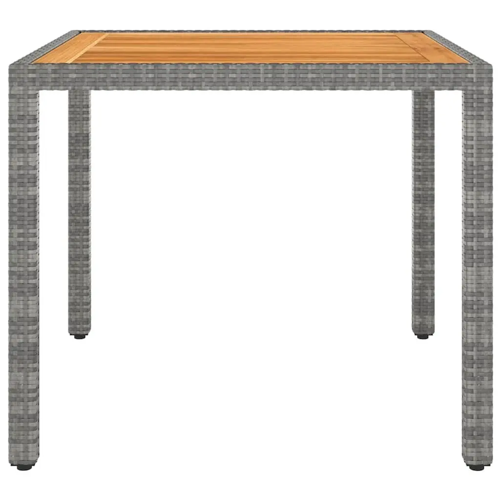 Garden Dining Set 3 Piece Outdoor Furniture Grey Rattan Wood Table Chairs