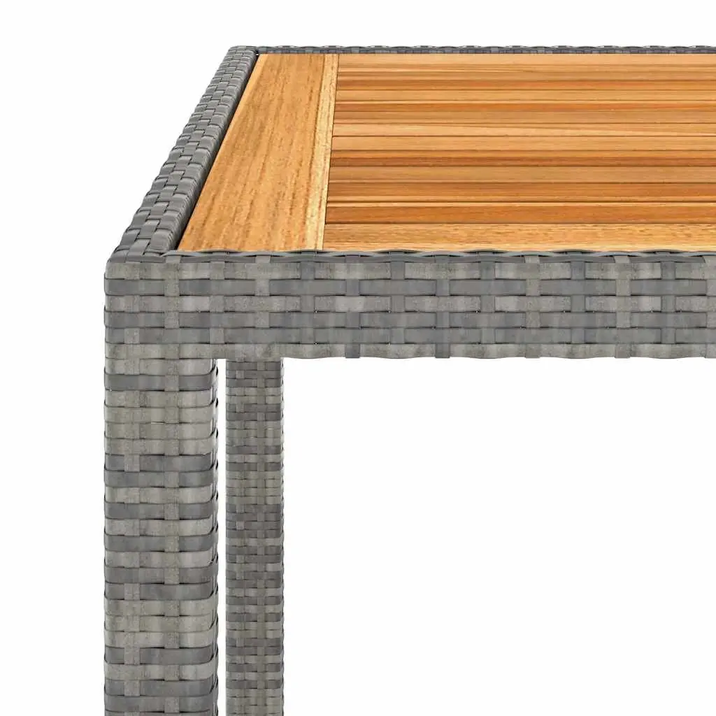 Garden Dining Set 3 Piece Outdoor Furniture Grey Rattan Wood Table Chairs