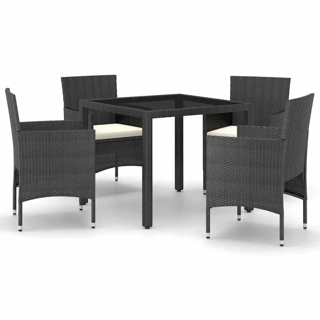 5 Piece Outdoor Dining Set Poly Rattan Chairs Table Garden Patio Furniture