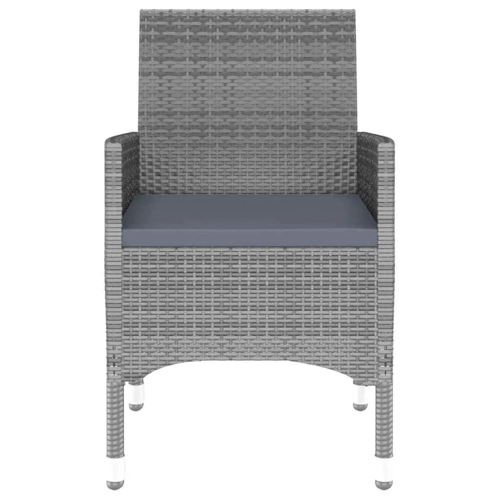 5 Piece Garden Dining Set Outdoor Patio Furniture Grey Poly Rattan Table Chairs