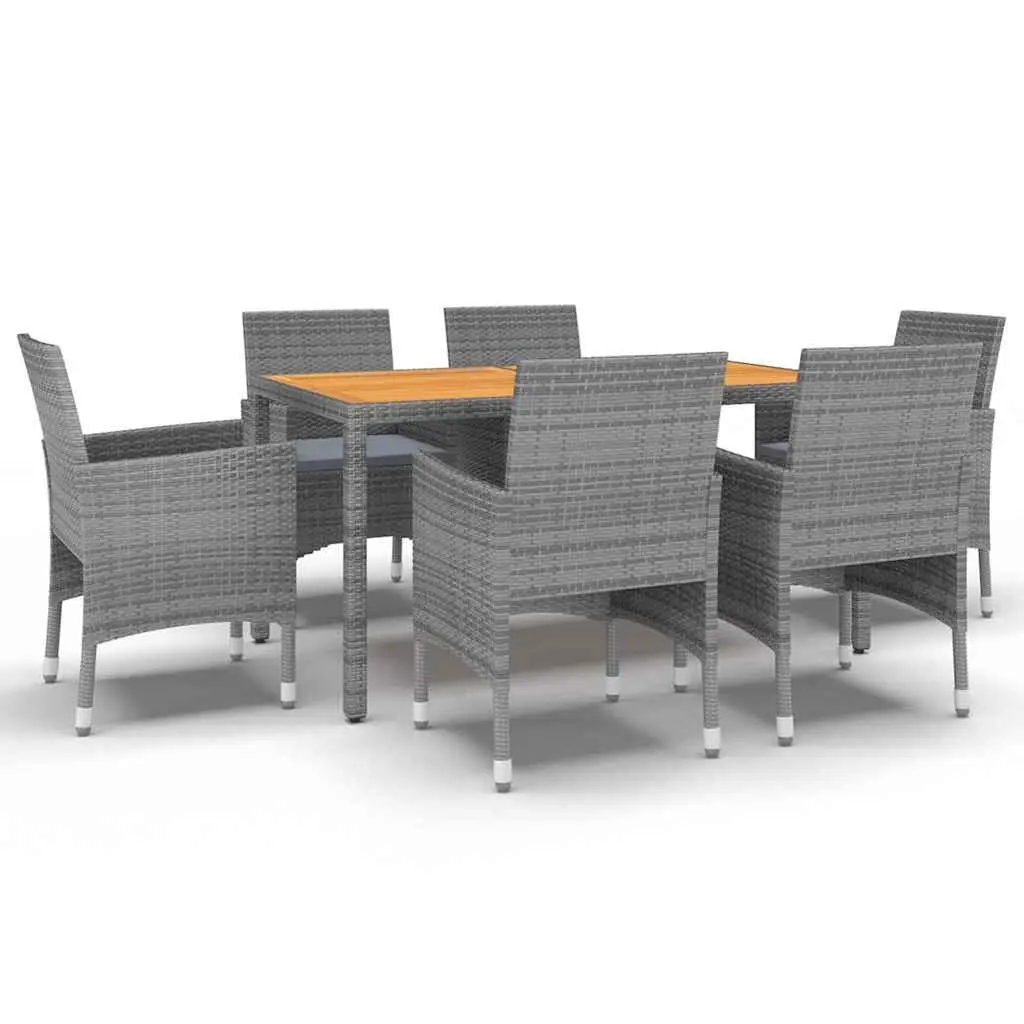 7 Piece Garden Dining Set Outdoor Patio Furniture Grey Rattan Table Chairs