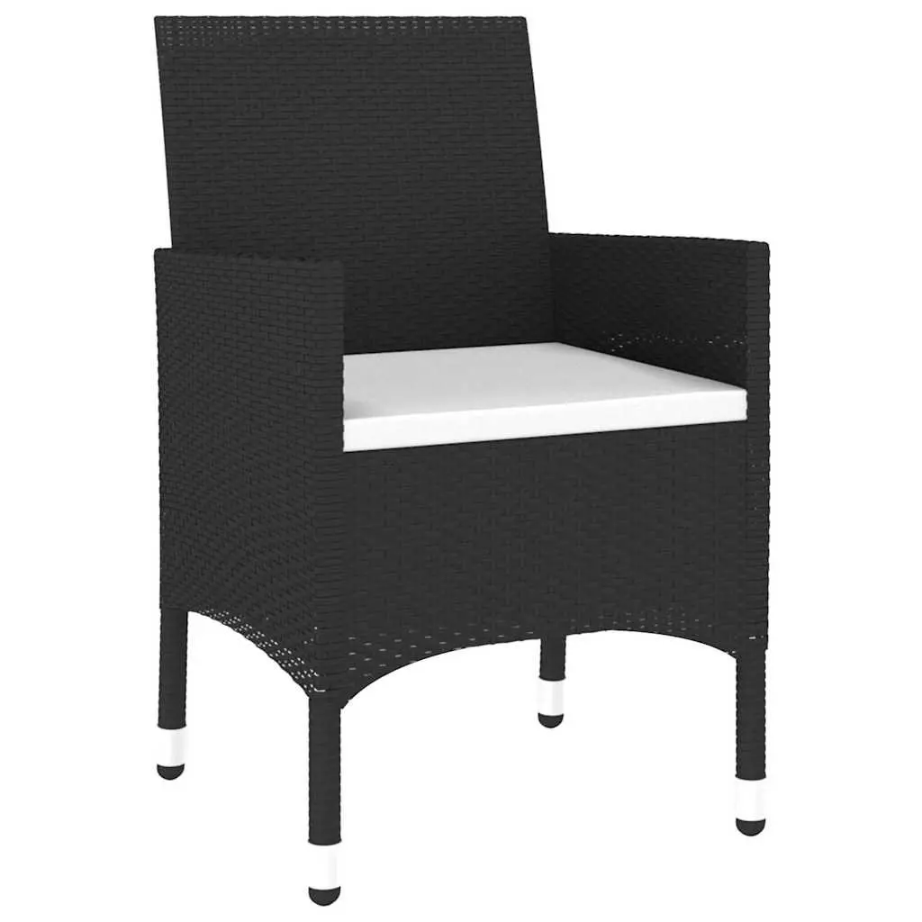 7 Piece Garden Dining Set Outdoor Patio Rattan Chairs Table Black Furniture