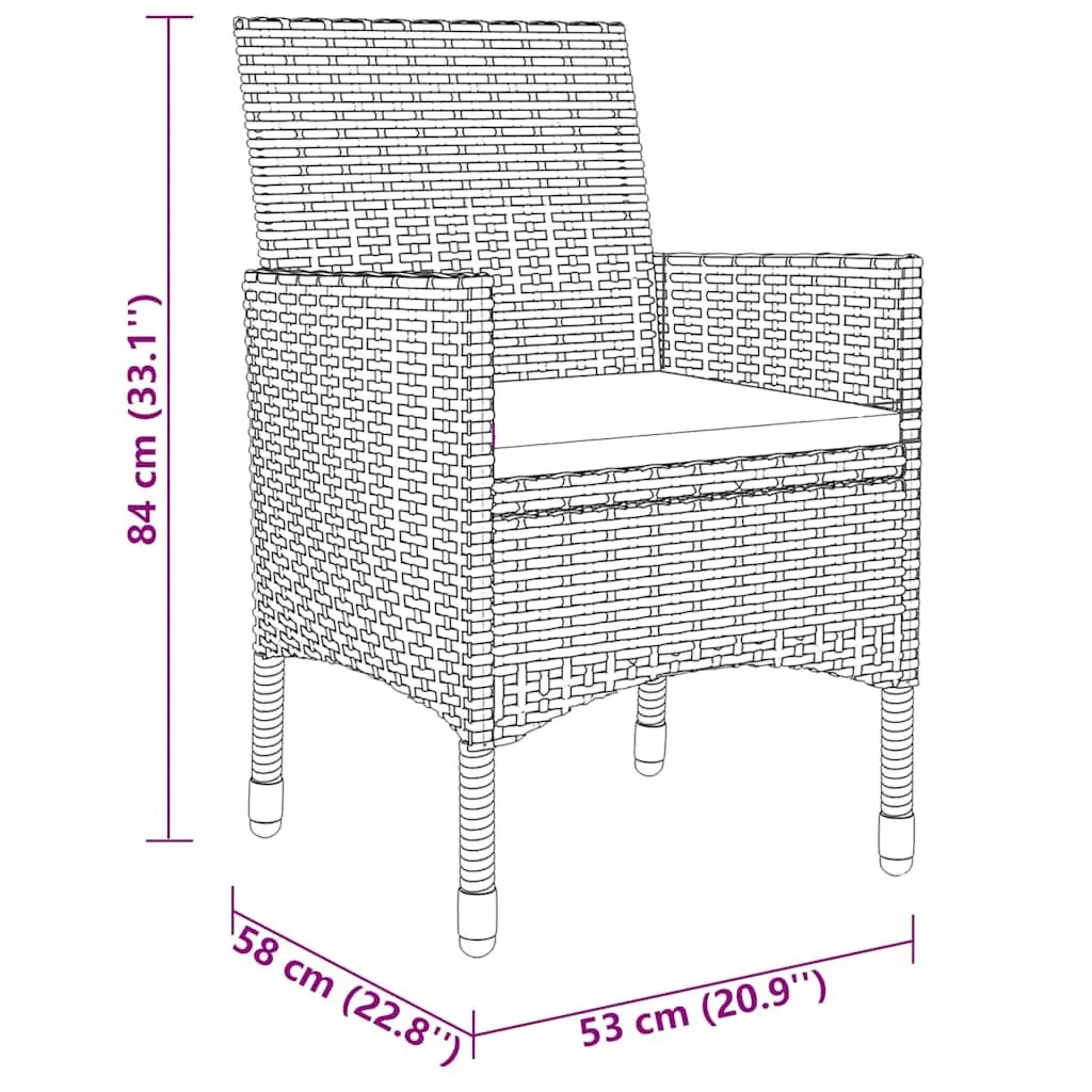 7 Piece Garden Dining Set Outdoor Patio Rattan Chairs Table Black Furniture