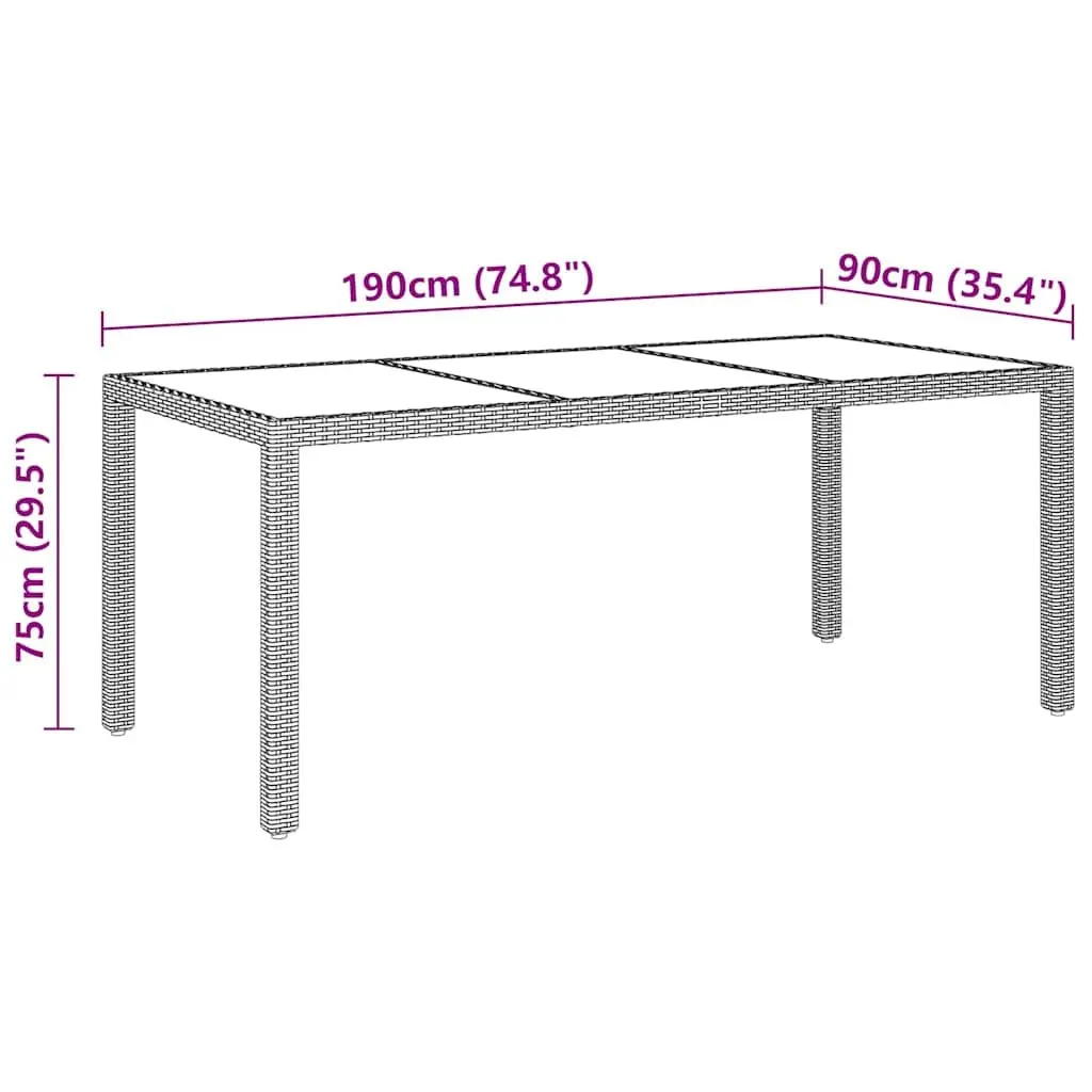 7 Piece Garden Dining Set Outdoor Patio Furniture PE Rattan Tempered Glass Grey