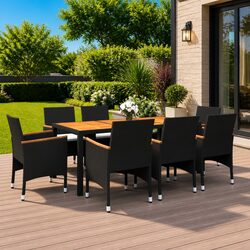 Garden Dining Set 9 Piece Outdoor Patio Furniture Table Chairs Rattan Black