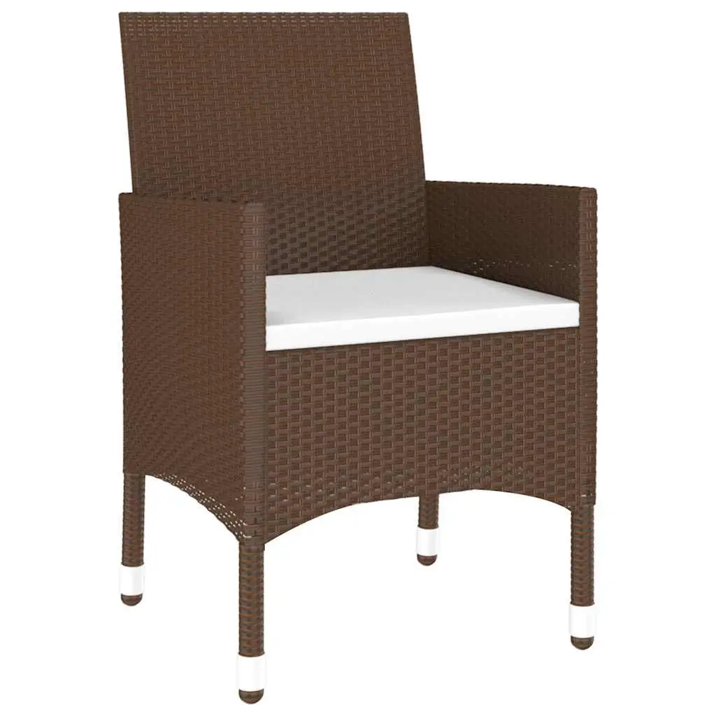 Garden Dining Set 3 Piece Outdoor Patio Furniture Brown PE Rattan Chairs Table