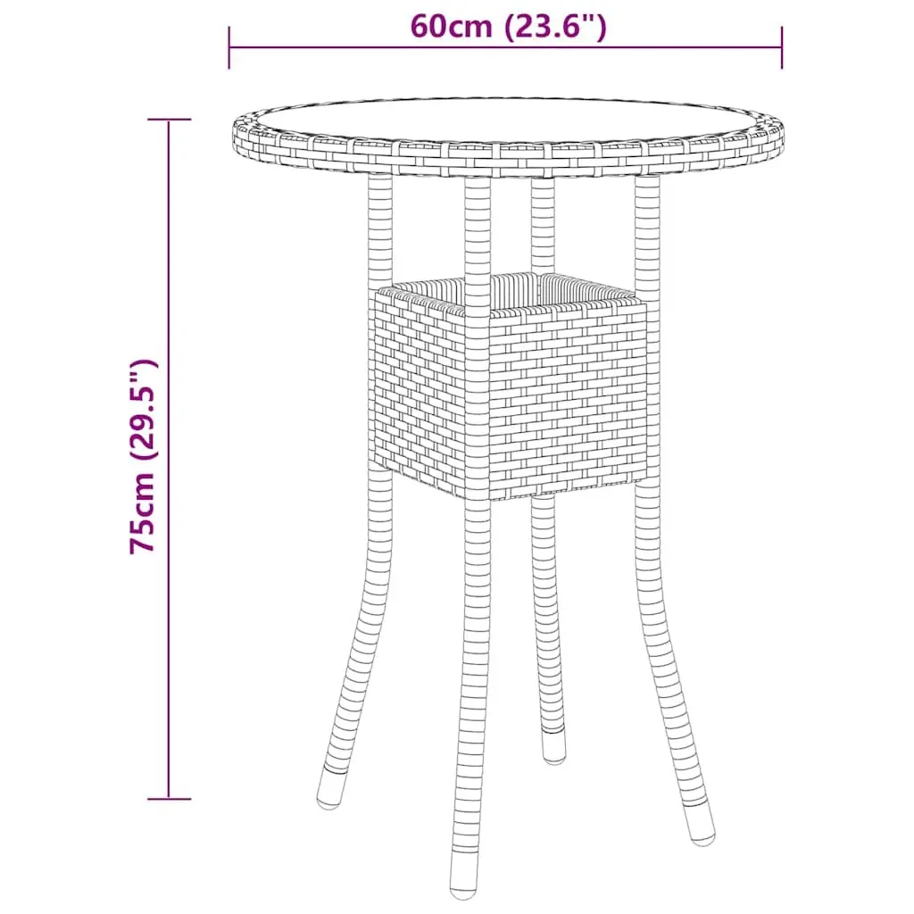 Garden Dining Set 3 Piece Outdoor Patio Furniture Brown PE Rattan Chairs Table