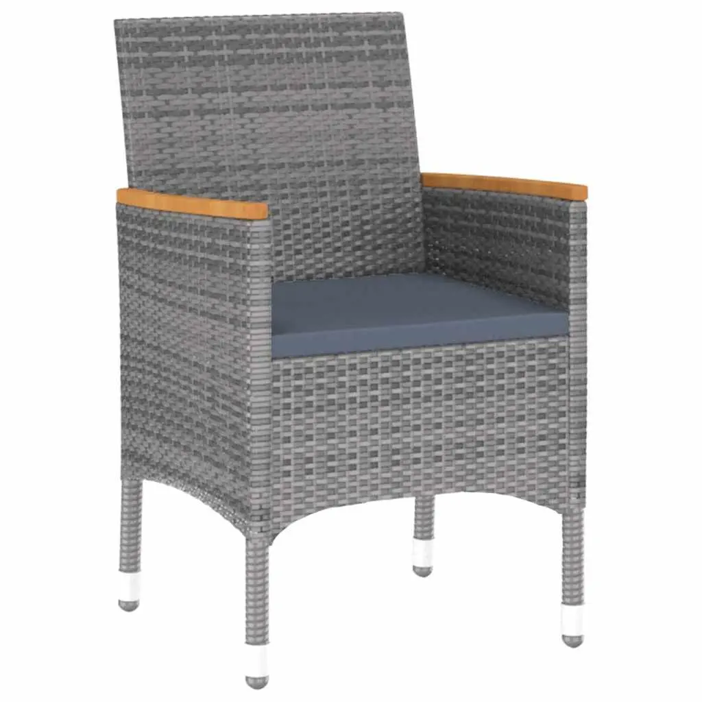 Garden Dining Set 3 Piece Outdoor Patio Furniture Table Chairs Grey Rattan
