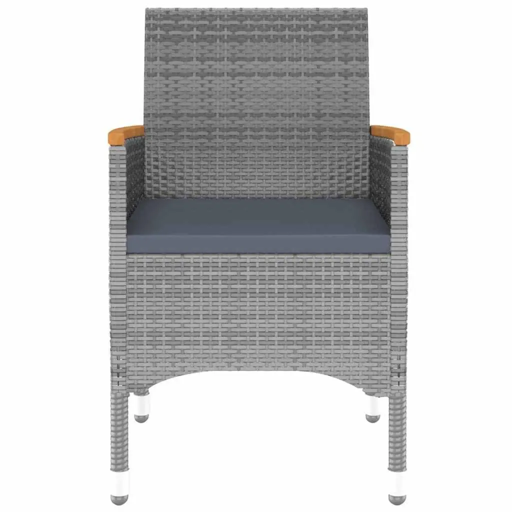 Garden Dining Set 3 Piece Outdoor Patio Furniture Table Chairs Grey Rattan