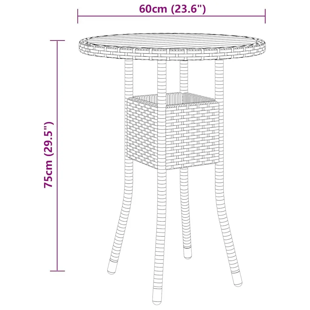 Garden Dining Set 3 Piece Outdoor Patio Furniture Table Chairs Grey Rattan