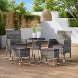 Garden Lounge Set 5 Piece Outdoor Furniture Patio Seating Poly Rattan Grey