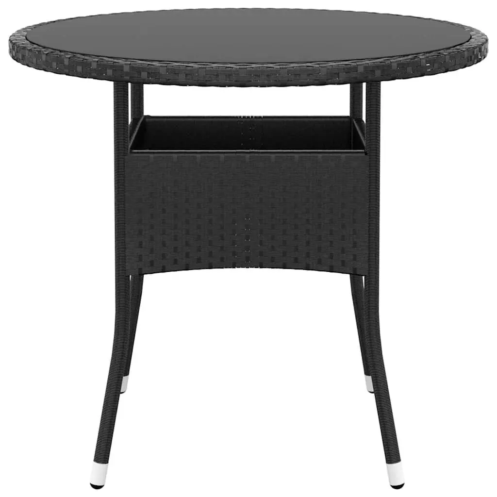 3 Piece Outdoor Dining Set Poly Rattan Black Patio Garden Table Chairs