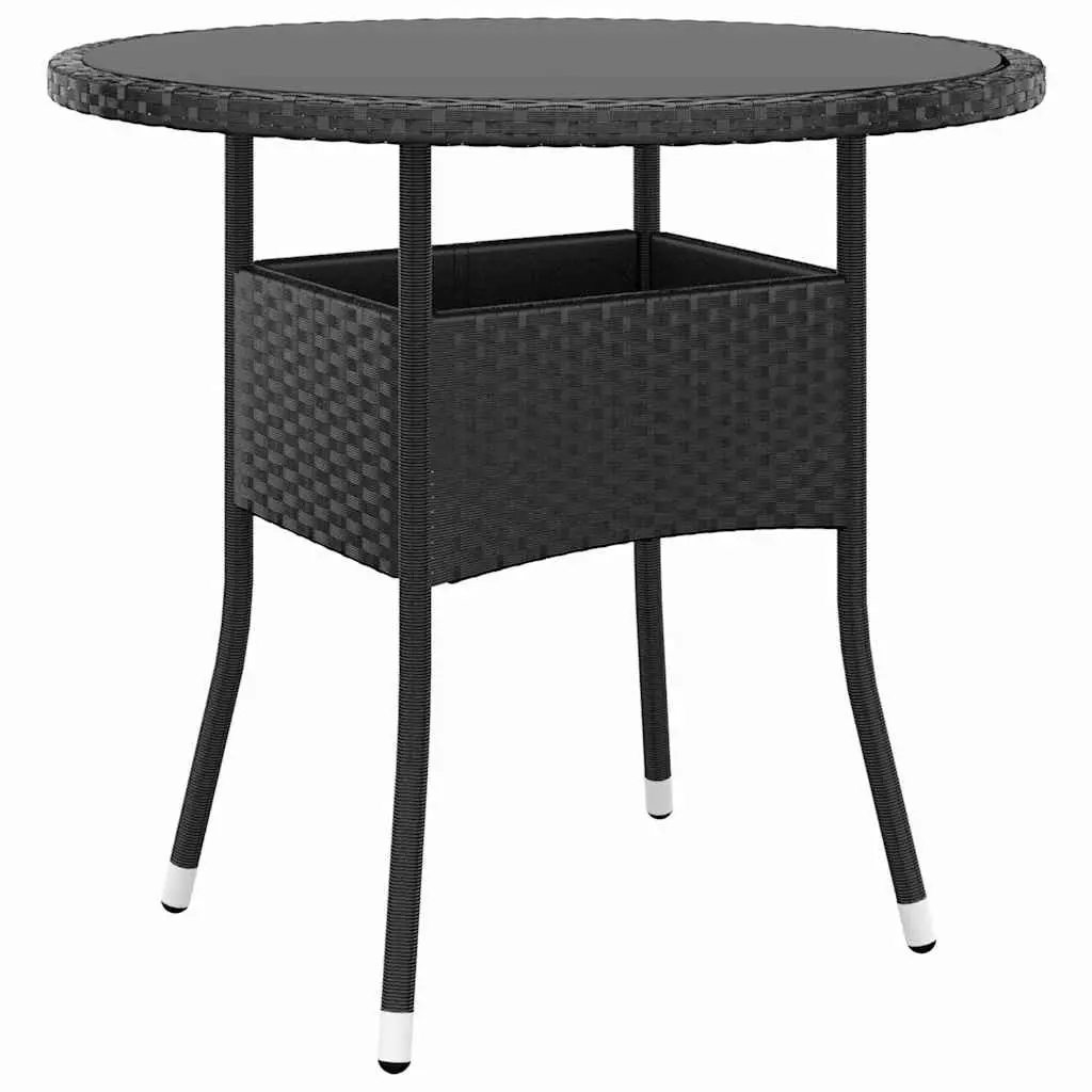 5 Piece Outdoor Dining Set Black Poly Rattan Garden Patio Table Chairs Furniture