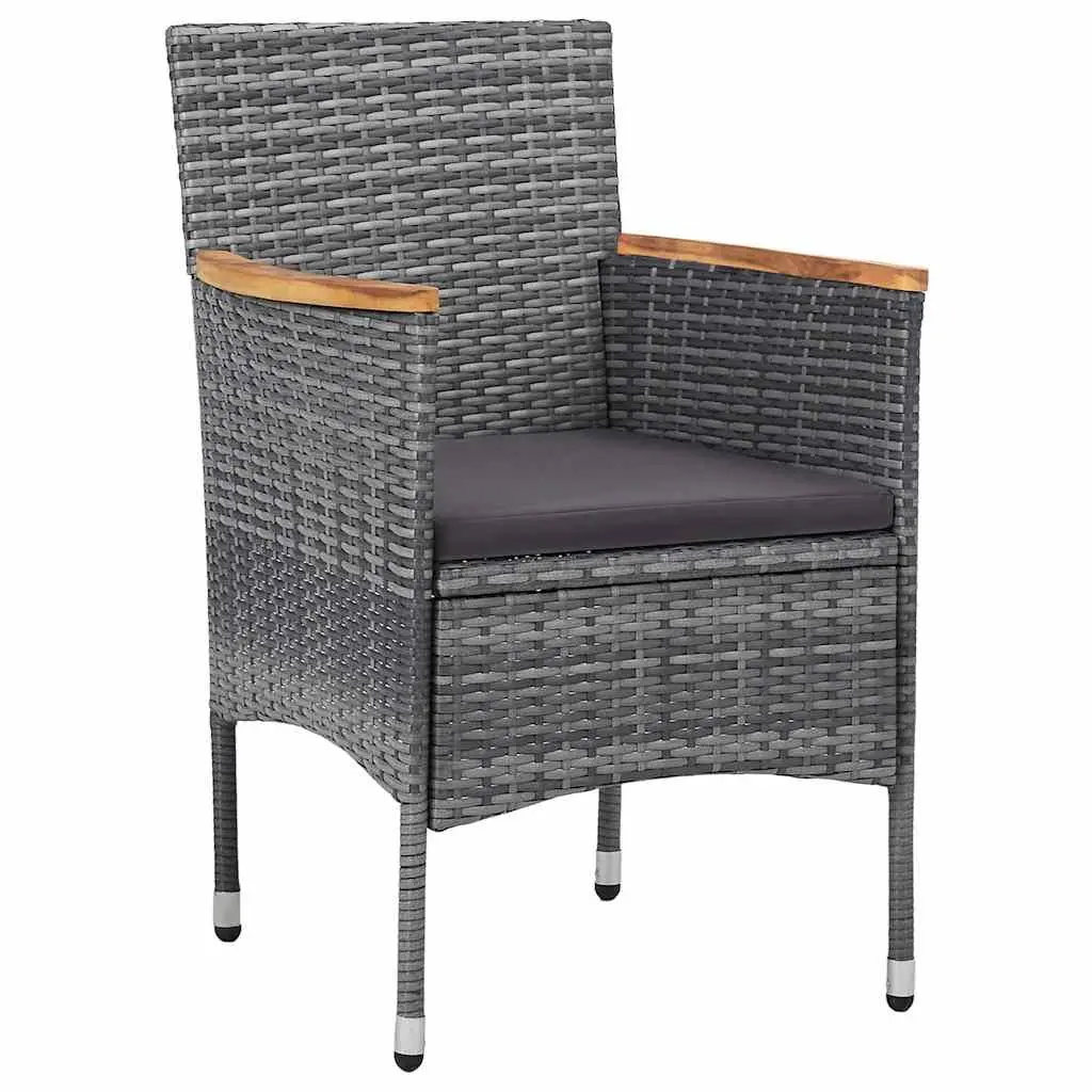 Outdoor Dining Set 5 Piece Garden Furniture Poly Rattan Grey Patio Table Chairs