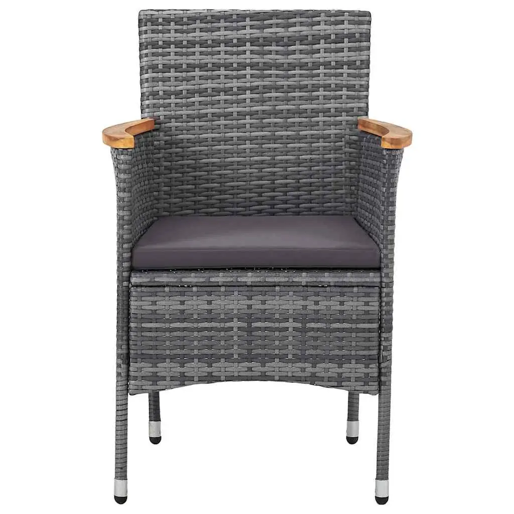 Outdoor Dining Set 5 Piece Garden Furniture Poly Rattan Grey Patio Table Chairs
