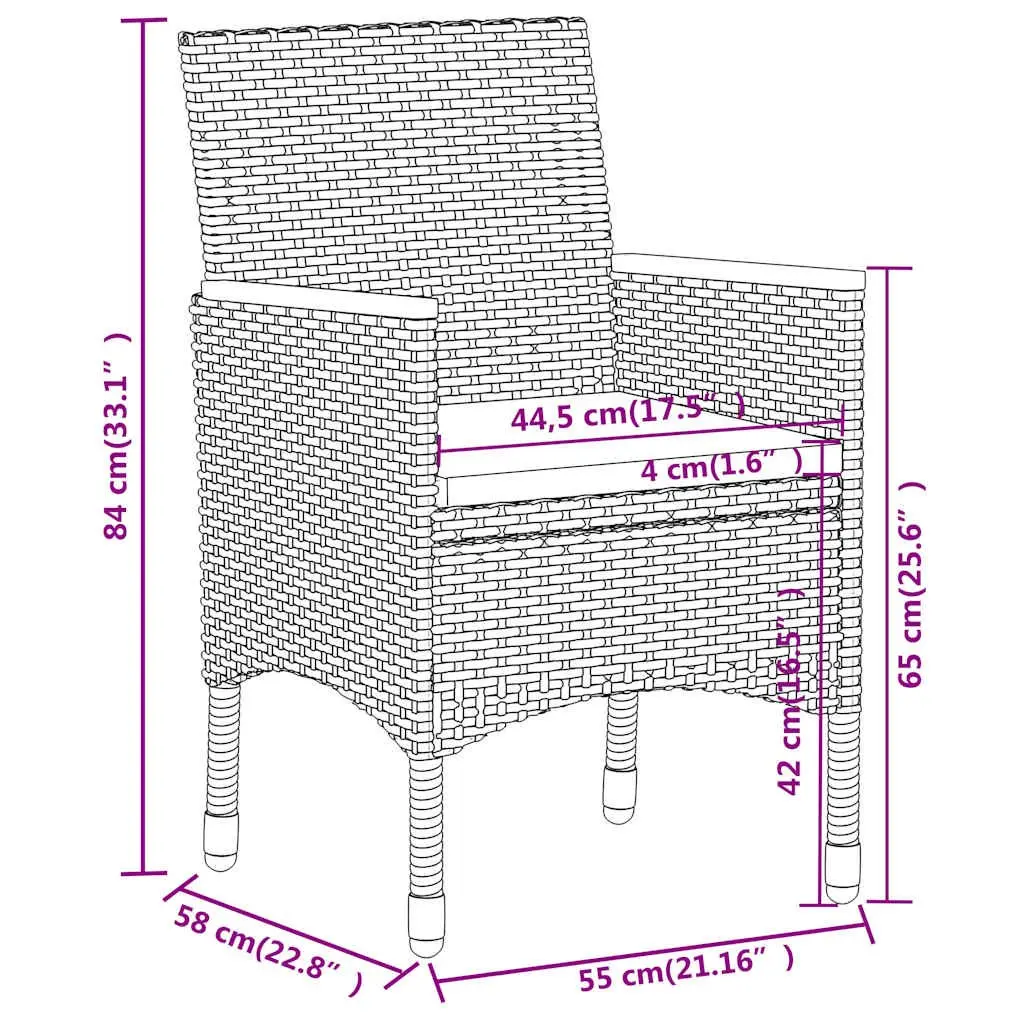 Outdoor Dining Set 5 Piece Garden Furniture Poly Rattan Grey Patio Table Chairs