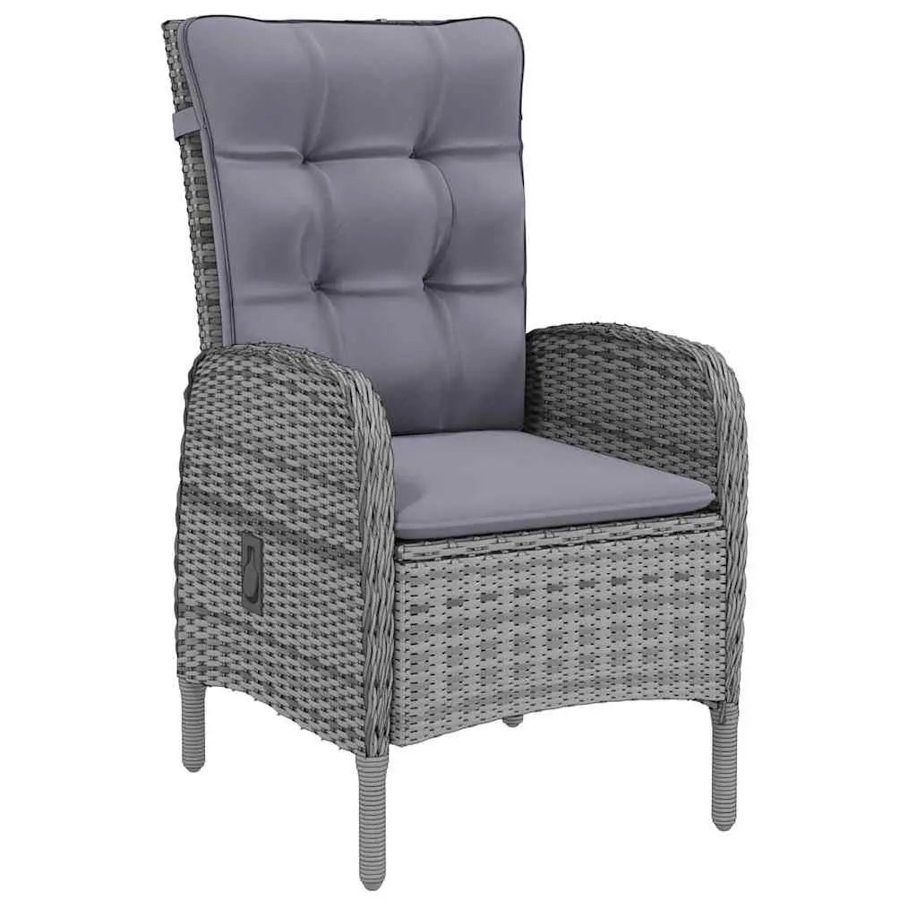 3 Piece Outdoor Garden Dining Set Poly Rattan Grey Patio Furniture Chairs Table