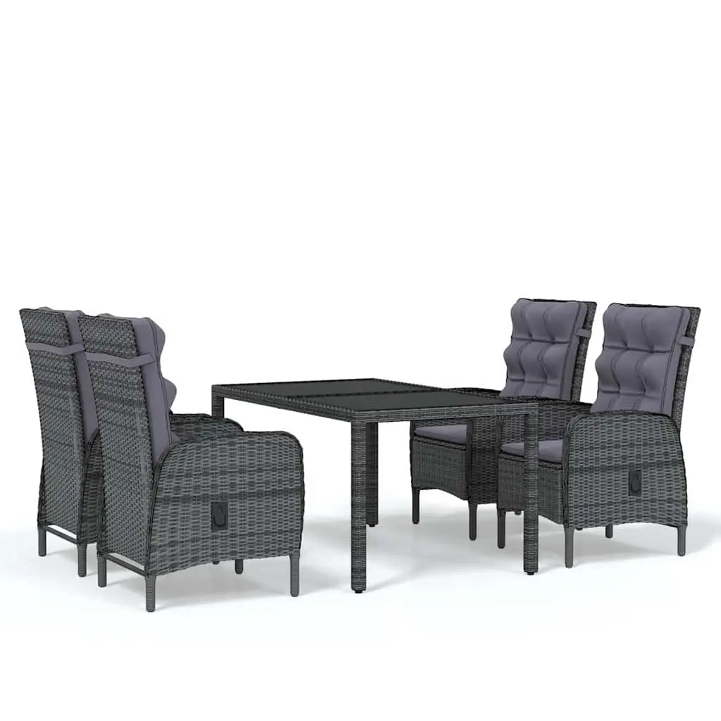 5 Piece Garden Dining Set Outdoor Rattan Chairs Table Grey