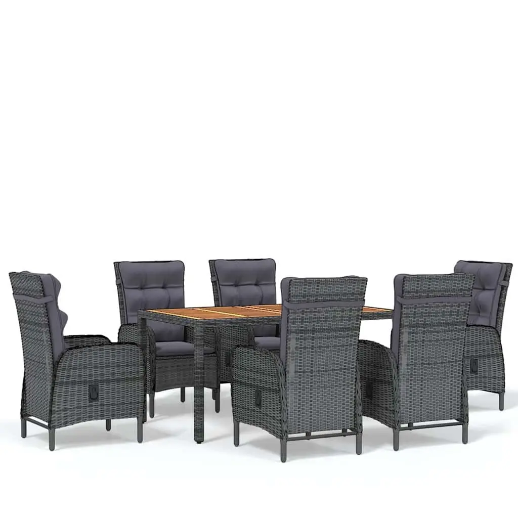 7 Piece Garden Dining Set Poly Rattan Grey Outdoor Furniture Patio Table Chairs