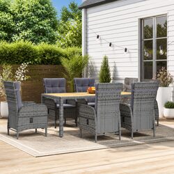 Garden Dining Set 7 Piece Outdoor Furniture Poly Rattan Chair Table Grey Patio