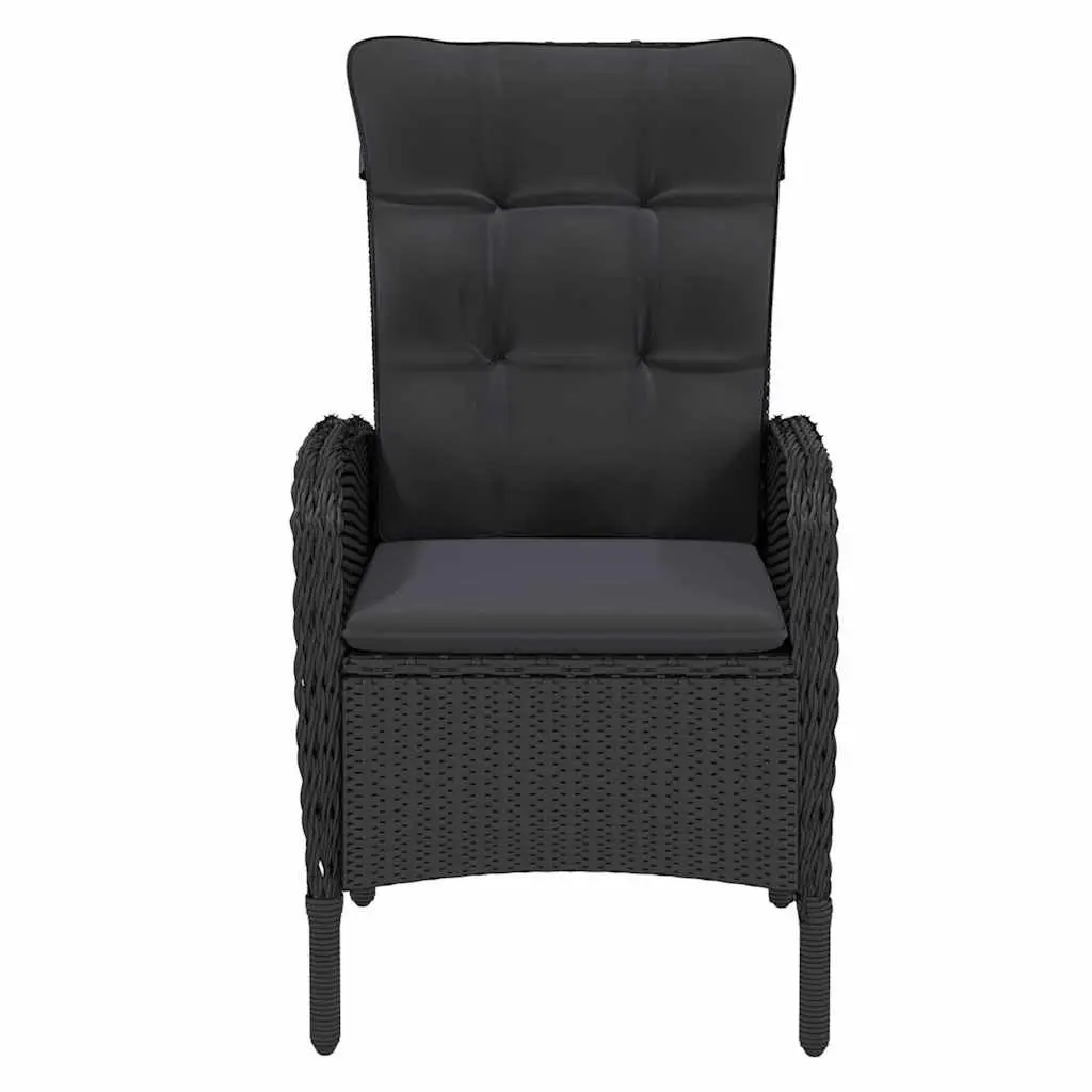 Garden Dining Set 3 Piece Outdoor Furniture Black Poly Rattan Table Chairs