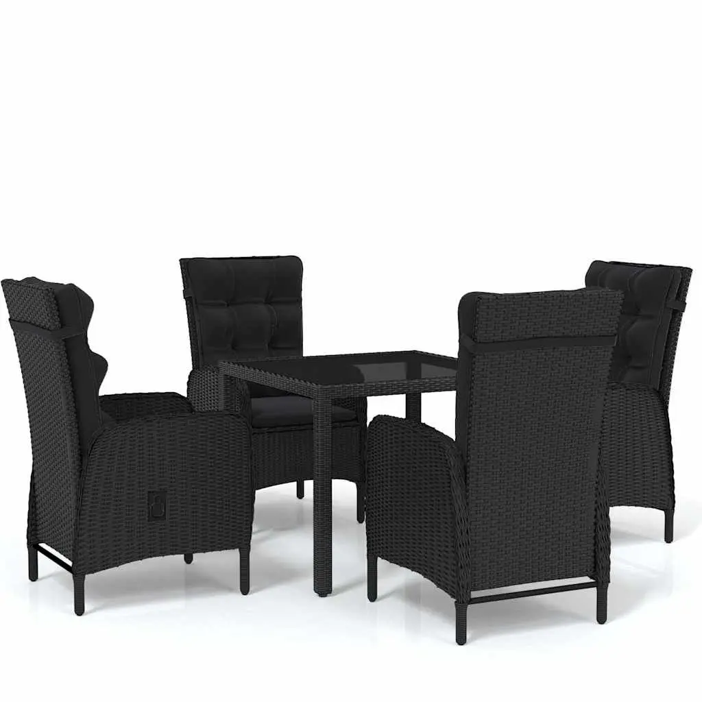 5 Piece Garden Dining Set Outdoor Patio Furniture Poly Rattan Black with