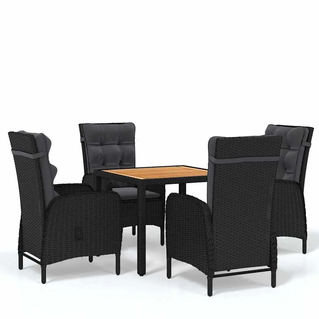 5 Piece Garden Dining Set Outdoor Furniture PE Rattan Steel Frame Table Chairs