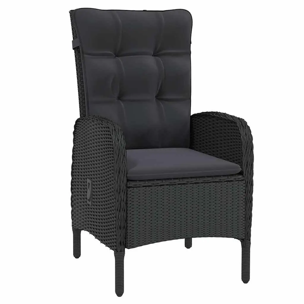 7 Piece Garden Dining Set Outdoor Furniture Rattan Chairs Table Black Patio