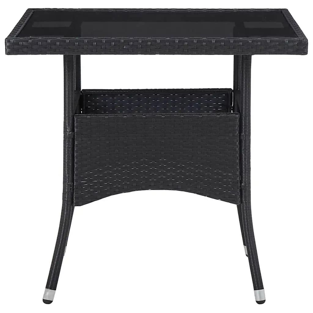 5 Piece Outdoor Dining Set Black Poly Rattan Glass Table Patio Furniture