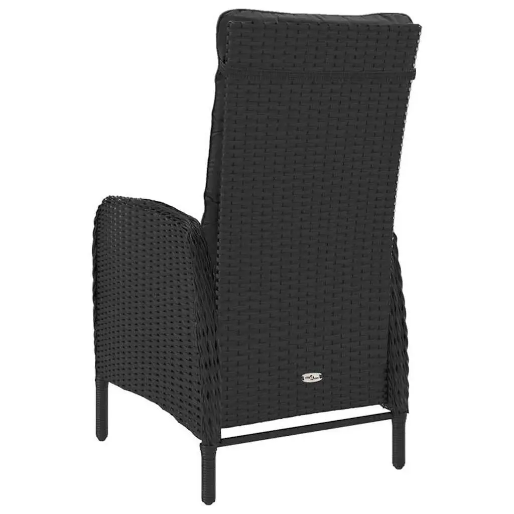 5 Piece Outdoor Dining Set Black Poly Rattan Glass Table Patio Furniture