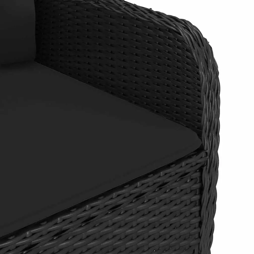 5 Piece Outdoor Dining Set Black Poly Rattan Glass Table Patio Furniture