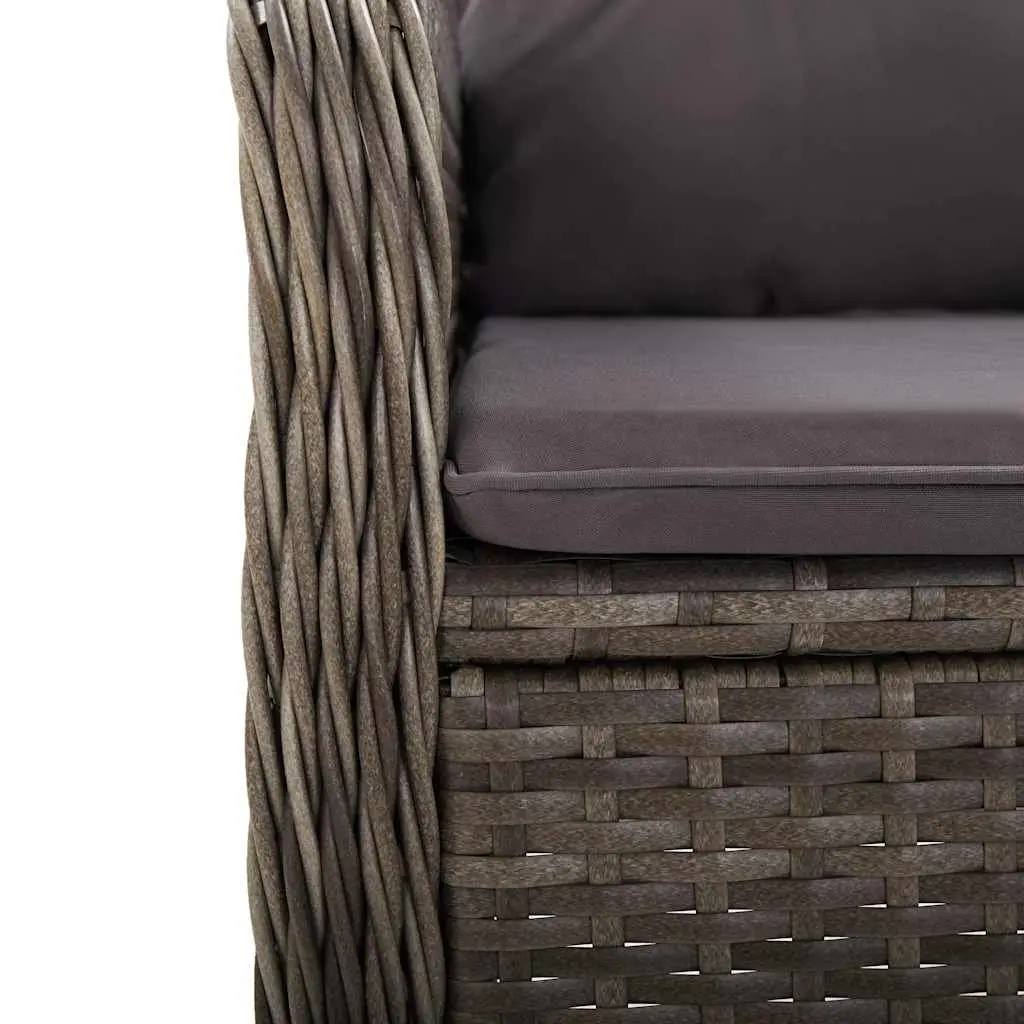 3 Piece Garden Bistro Set Poly Rattan Outdoor Patio Furniture Grey Chairs Table