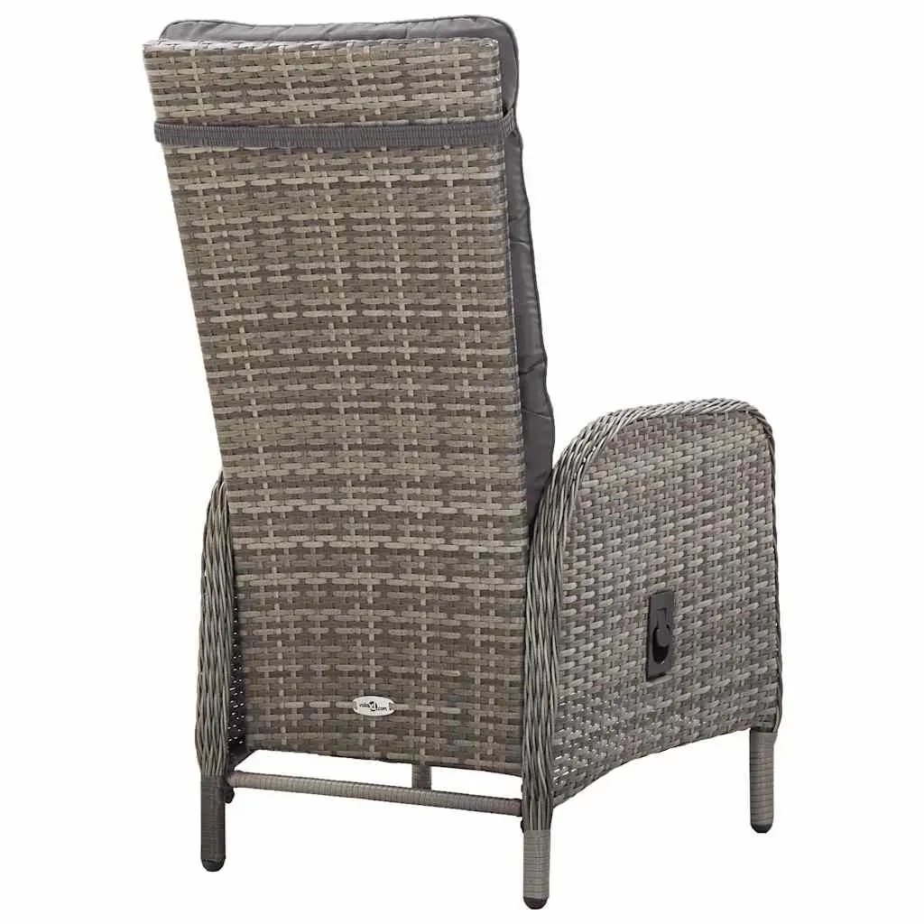 3 Piece Garden Bistro Set Outdoor Patio Furniture Poly Rattan Grey Armchair