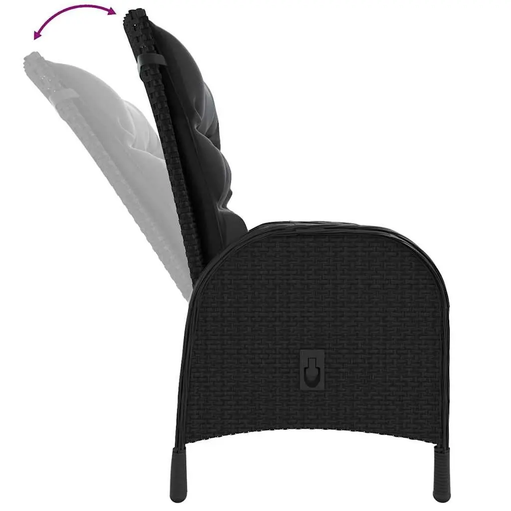 3 Piece Garden Bistro Set Poly Rattan Outdoor Patio Furniture Black Chairs Table