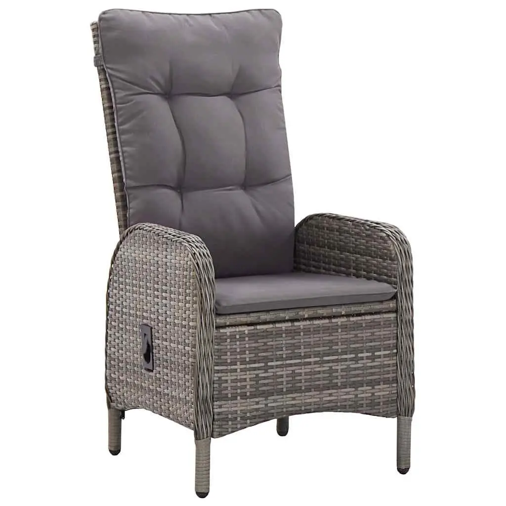 5 Piece Garden Bistro Set Poly Rattan Grey Outdoor Patio Furniture Chairs Table