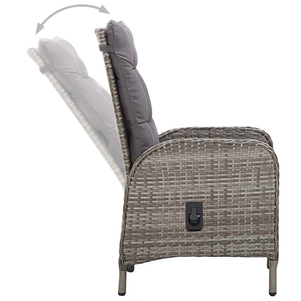 5 Piece Garden Bistro Set Poly Rattan Grey Outdoor Patio Furniture Chairs Table