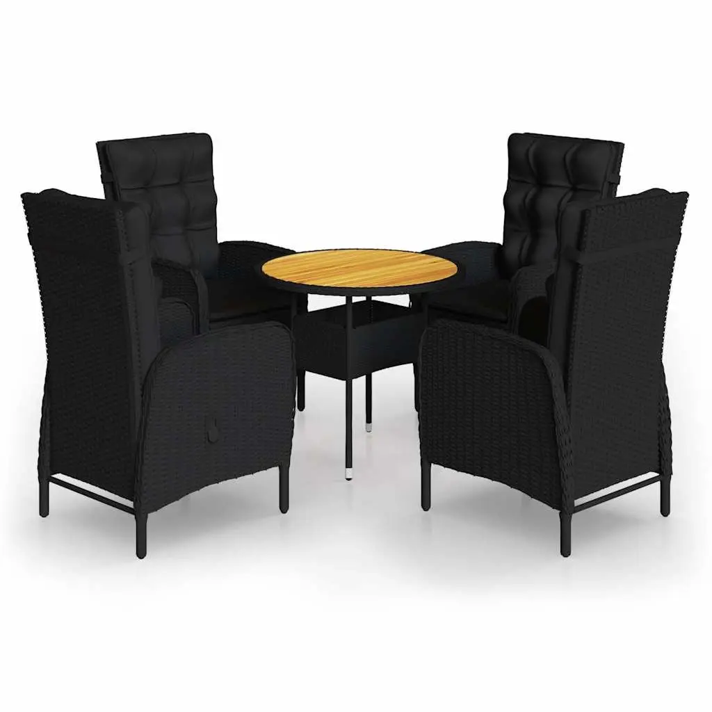 5 Piece Garden Bistro Set Outdoor Patio Furniture Poly Rattan Chair Table Black