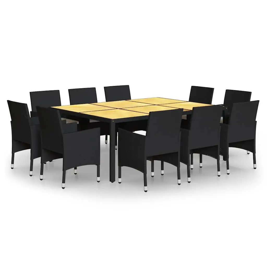 Garden Dining Set 11 Piece Outdoor Furniture Steel PE Rattan Black Patio