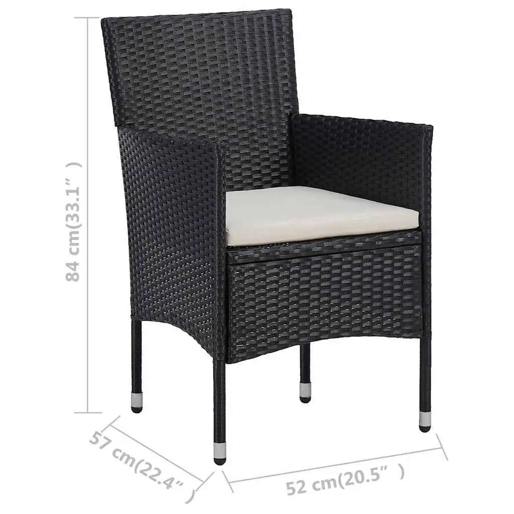 11 Piece Garden Dining Set Outdoor Patio Furniture Steel PE Rattan Black