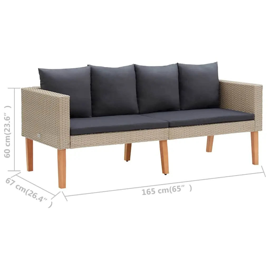 2 Piece Garden Lounge Set with Cushions Outdoor Furniture Patio Sofa Table Beige
