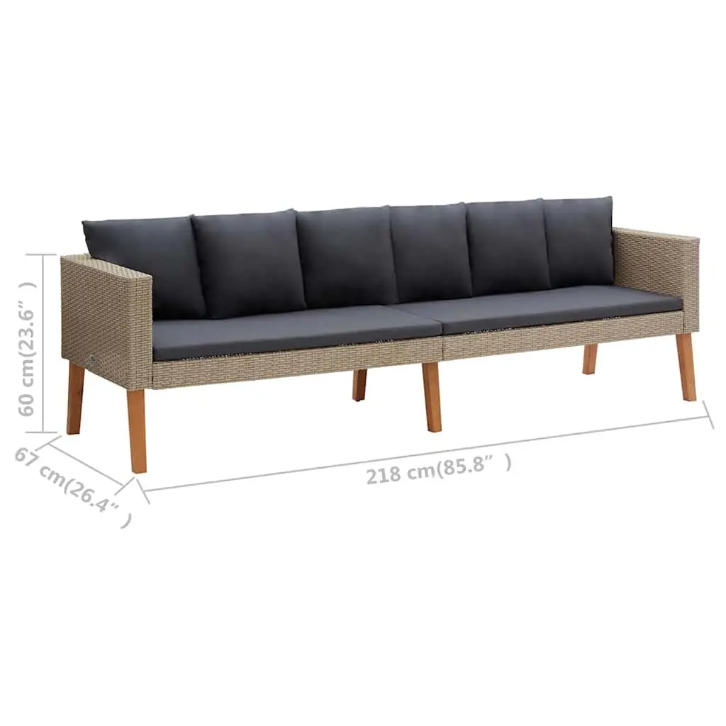 Garden Lounge Set 3 Piece Outdoor Furniture Sofa Chairs Coffee Table Cushions Beige