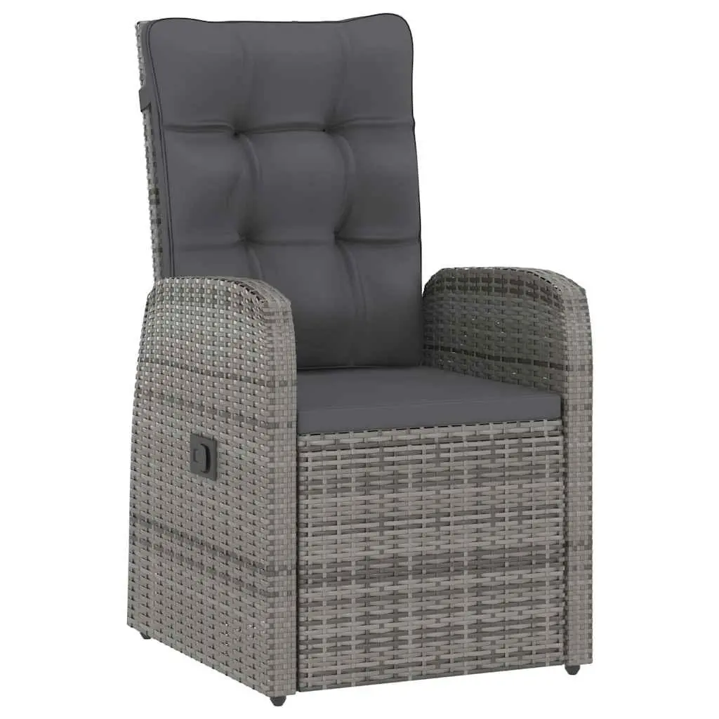 Outdoor Dining Set 9 Piece Grey Poly Rattan Garden Furniture with Cushions