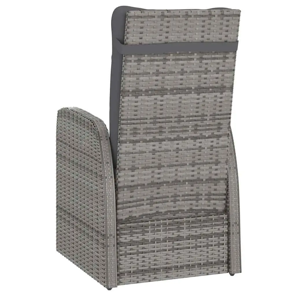 Outdoor Dining Set 9 Piece Grey Poly Rattan Garden Furniture with Cushions