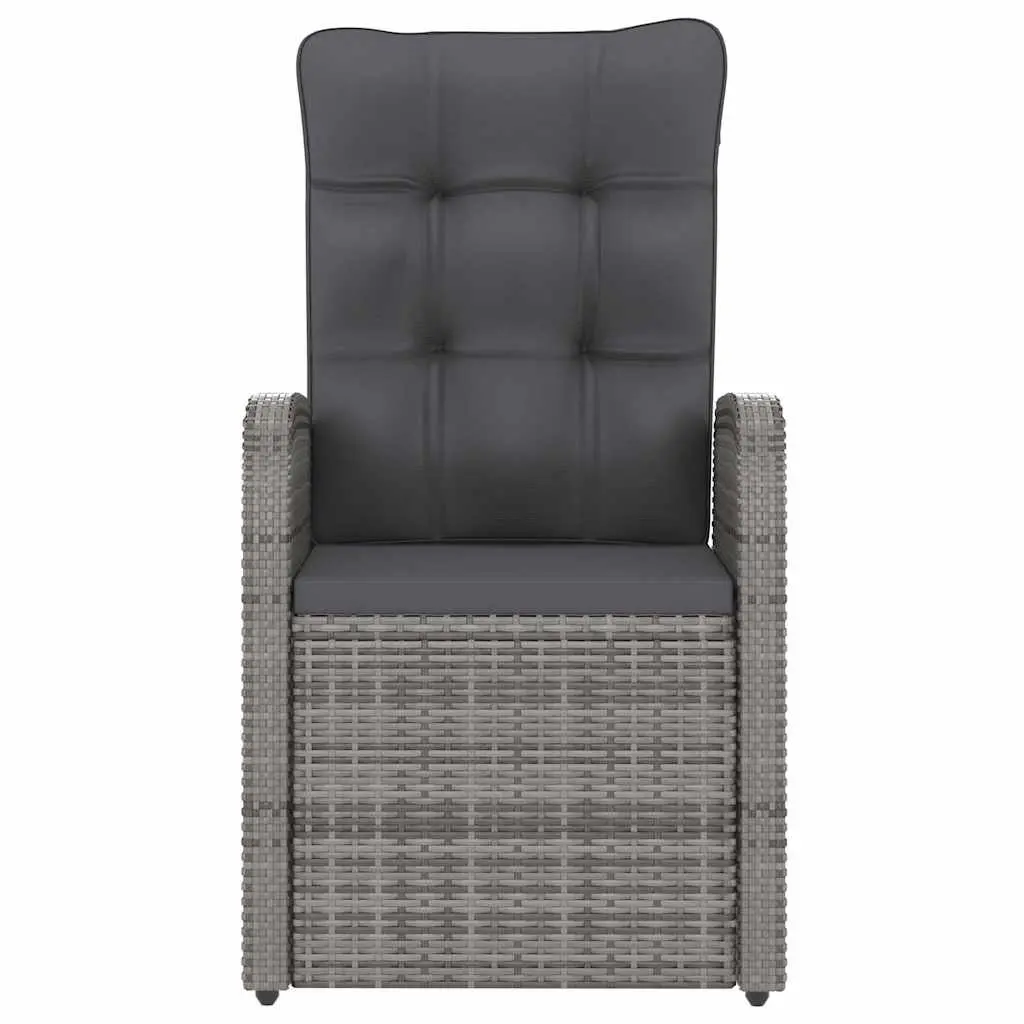 Outdoor Dining Set 7 Piece Grey Poly Rattan Garden Furniture with Cushions