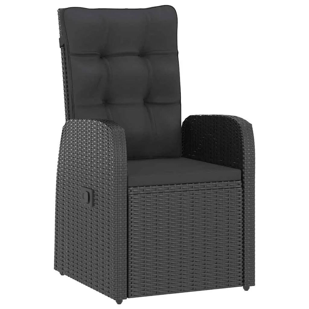 Outdoor Dining Set 7 Piece Poly Rattan Garden Furniture Black with Cushions