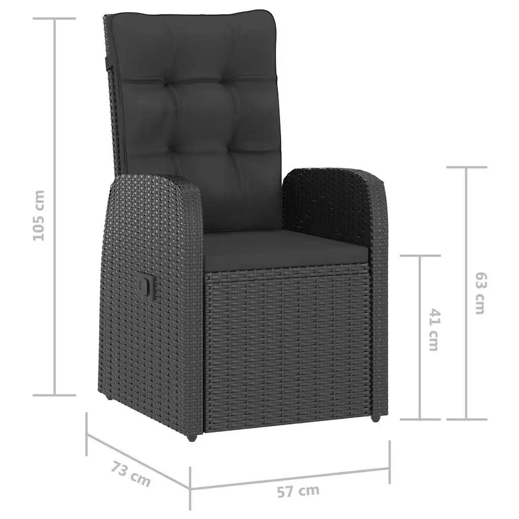 Outdoor Dining Set 5 Piece Black PE Rattan Garden Furniture with Cushions