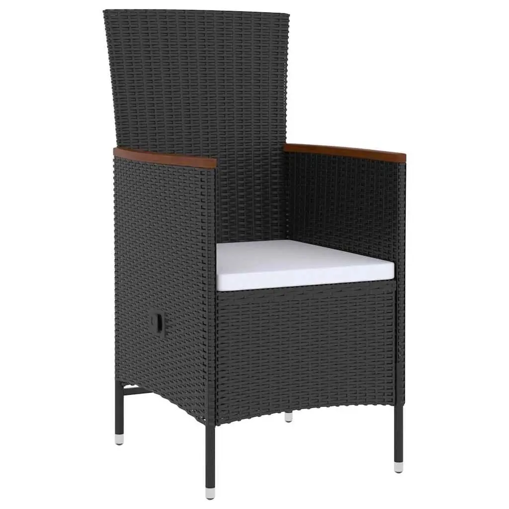 Outdoor Dining Set 5 Piece Black Poly Rattan Garden Furniture with Cushions