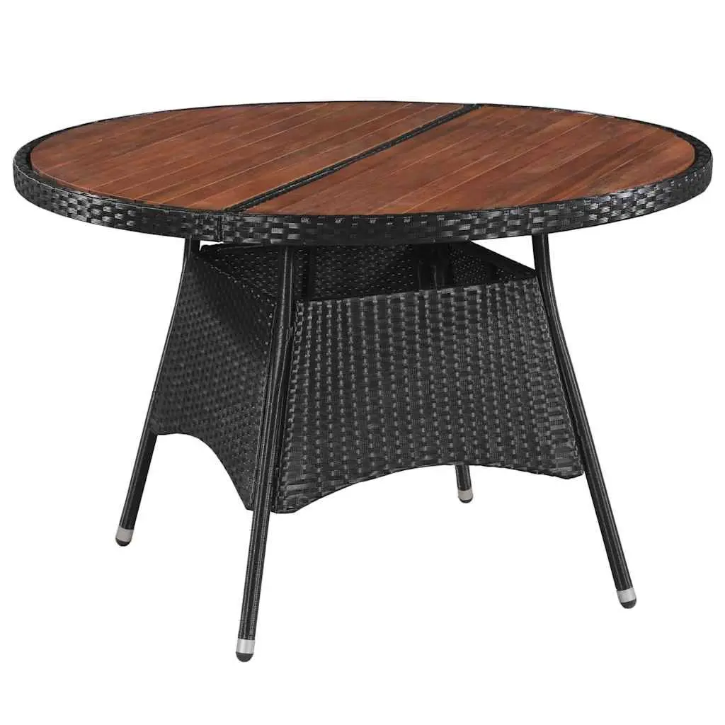 Outdoor Dining Set 5 Piece Black Poly Rattan Garden Furniture with Cushions
